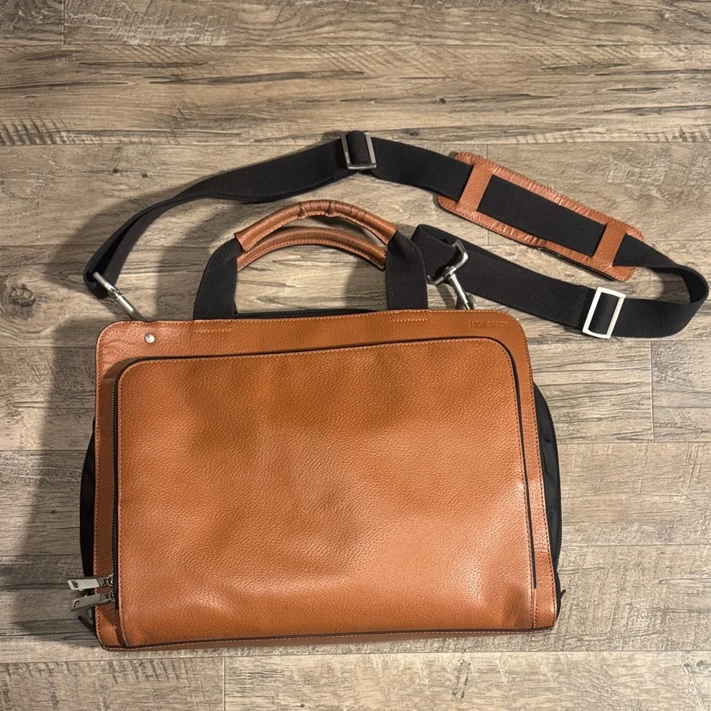 Jack Spade Cognac Brown Leather Men's Bag with Adjustable Strap